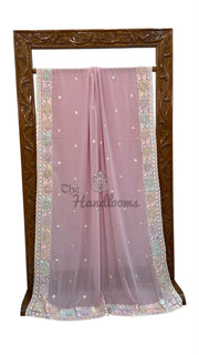 Pure Viscose Georgette Handloom Banarasi Saree - Handwork - The Handlooms