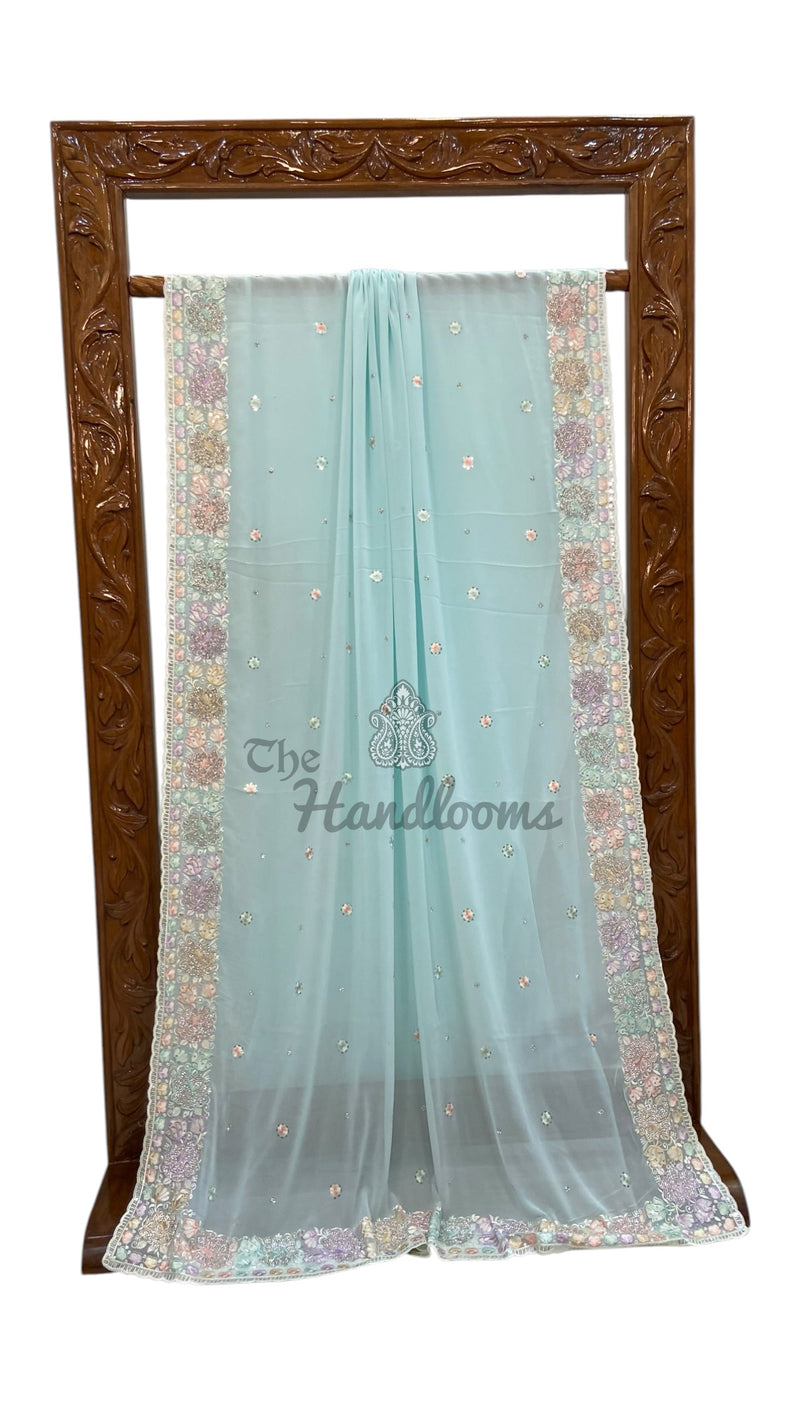 Pure Viscose Georgette Handloom Banarasi Saree - Handwork - The Handlooms