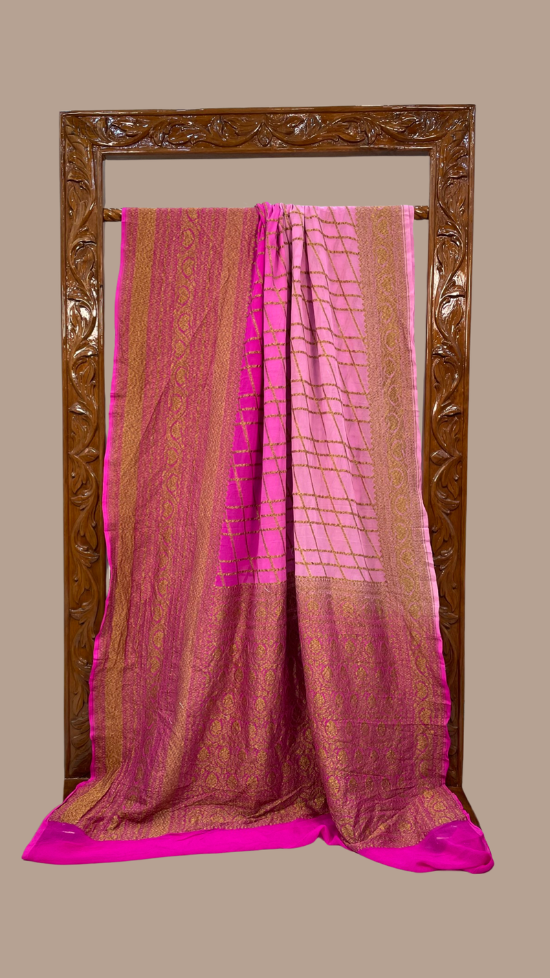 Khaddi Georgette Banarasi Saree -  Antique zari - The Handlooms
