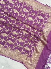 Pure Khaddi Georgette Dupatta - water zari - The Handlooms
