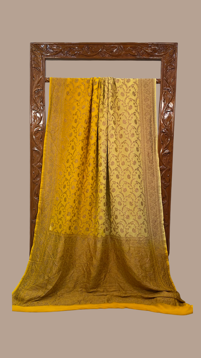 Khaddi Georgette Banarasi Saree -  Antique zari