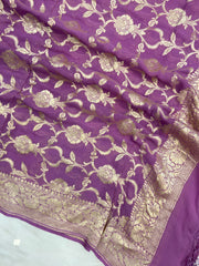 Pure Khaddi Georgette Dupatta - water zari - The Handlooms