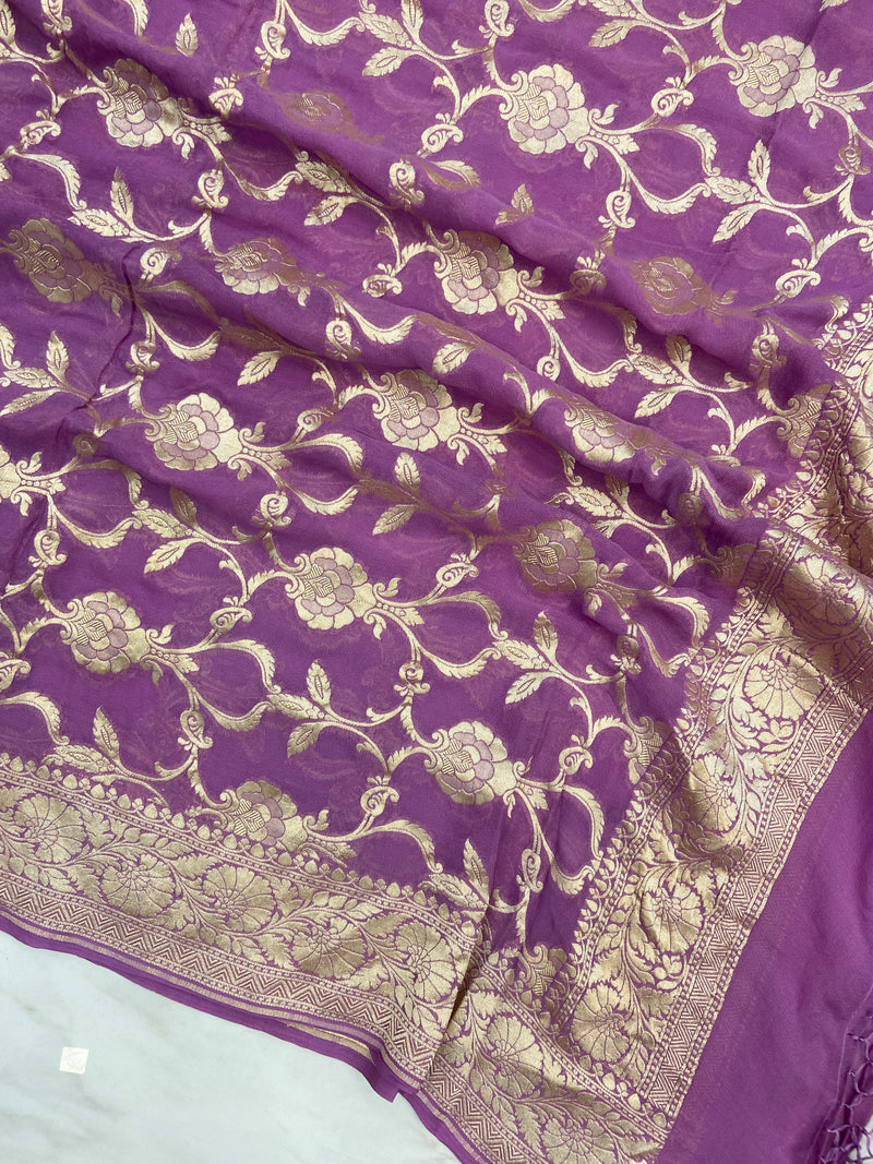 Pure Khaddi Georgette Dupatta - water zari - The Handlooms