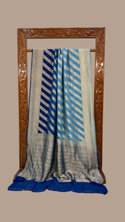 Blue Shaded Khaddi Georgette Handloom Banarasi Saree - The Handlooms