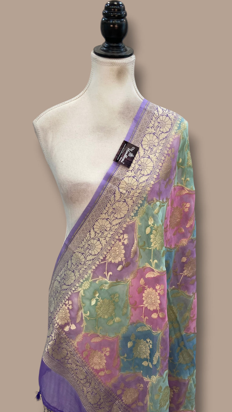 Pure Khaddi Georgette Handloom Banarasi Dupatta - The Handlooms