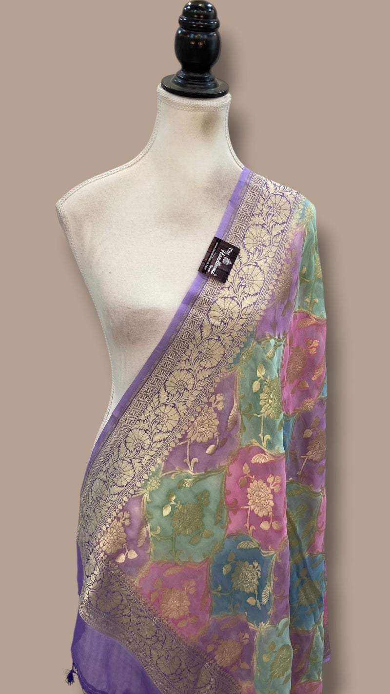 Pure Khaddi Georgette Handloom Banarasi Dupatta - The Handlooms