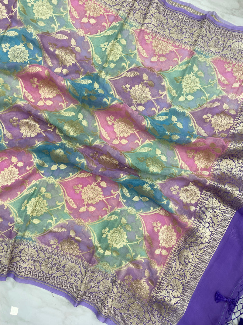 Pure Khaddi Georgette Handloom Banarasi Dupatta - The Handlooms