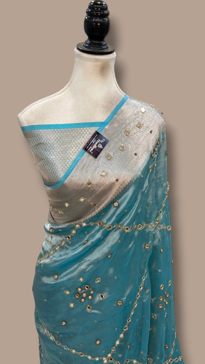 Pure Kora Tissue Silk Handloom Banarasi Saree - Handwork