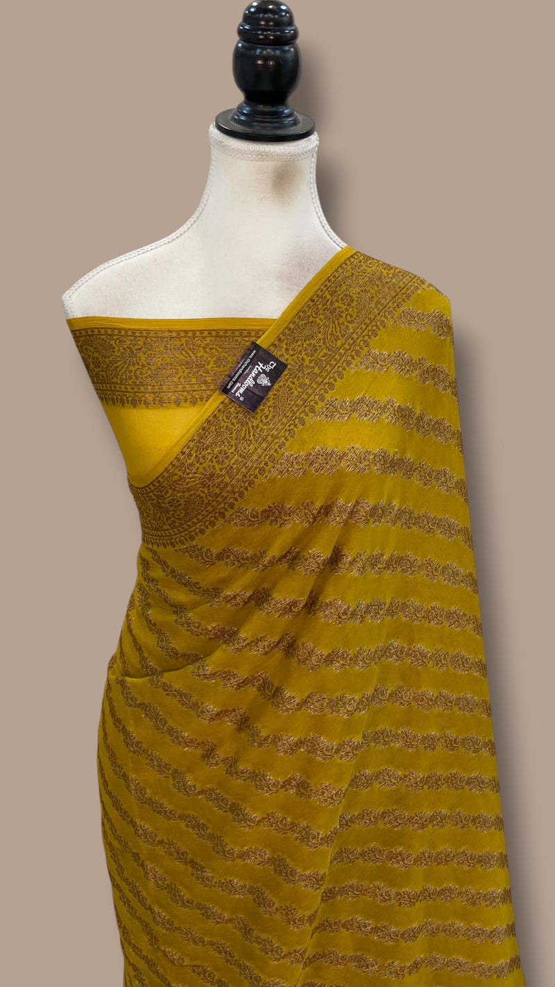 Pure Chiffon Khaddi Banarasi Saree - The Handlooms