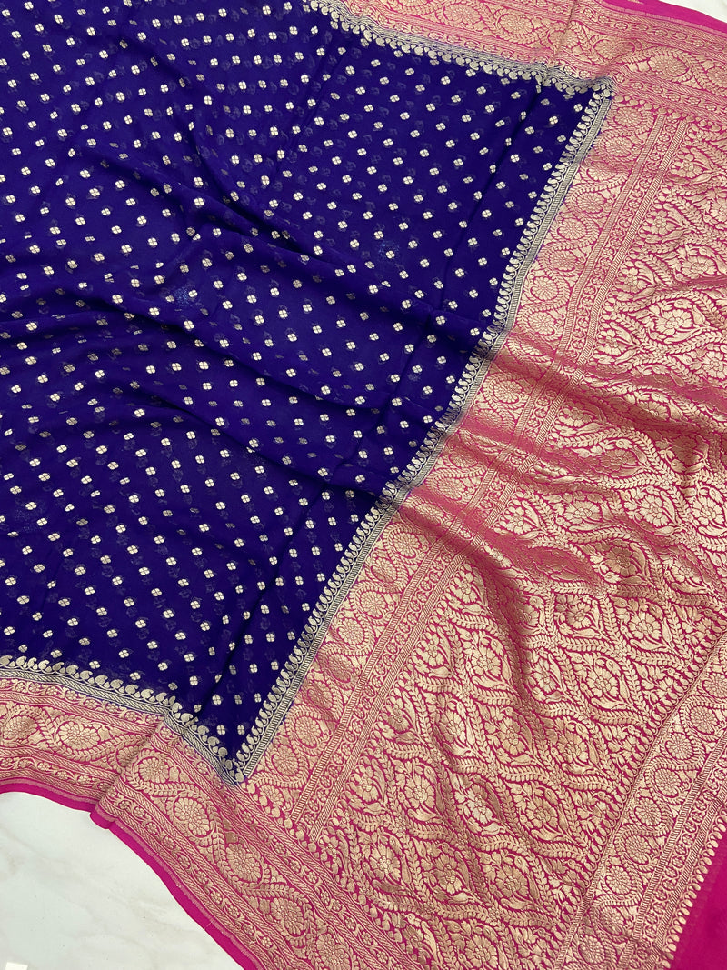 Pure Khaddi Georgette Dupatta - water zari - The Handlooms