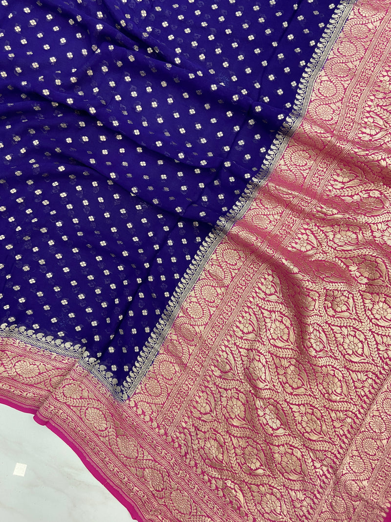 Pure Khaddi Georgette Dupatta - water zari - The Handlooms