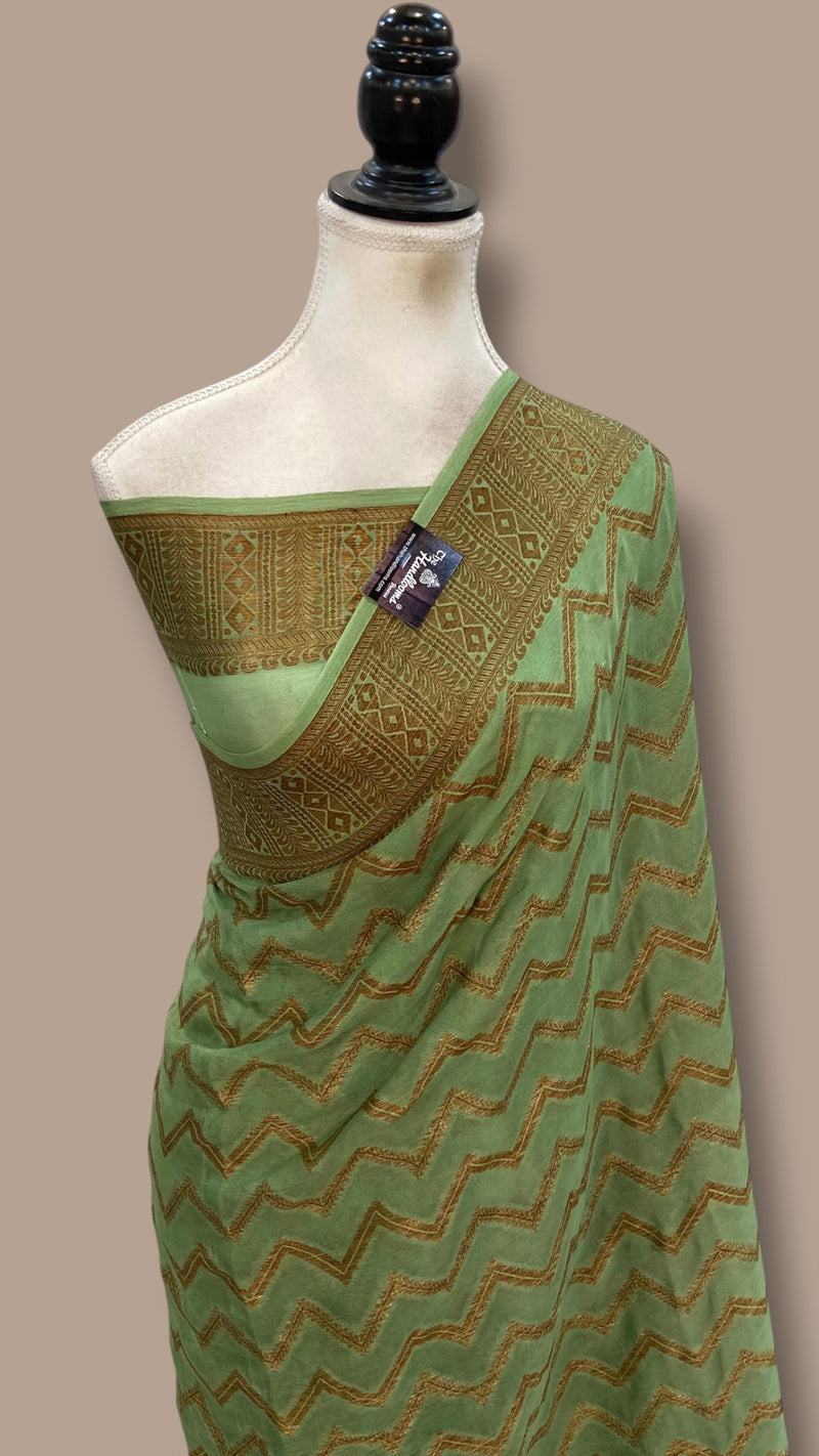 Pure Chiffon Khaddi Banarasi Saree - The Handlooms