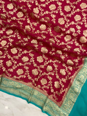 Pure Khaddi Georgette Dupatta - water zari - The Handlooms