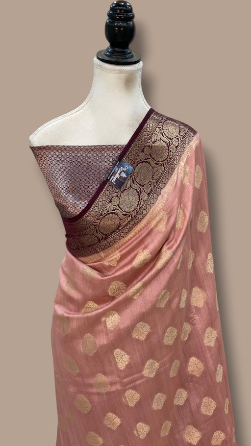 Pure Dupion Silk Banarasi Saree - Gold Zari - The Handlooms