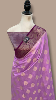 Pure Dupion Silk Banarasi Saree - Gold Zari - The Handlooms