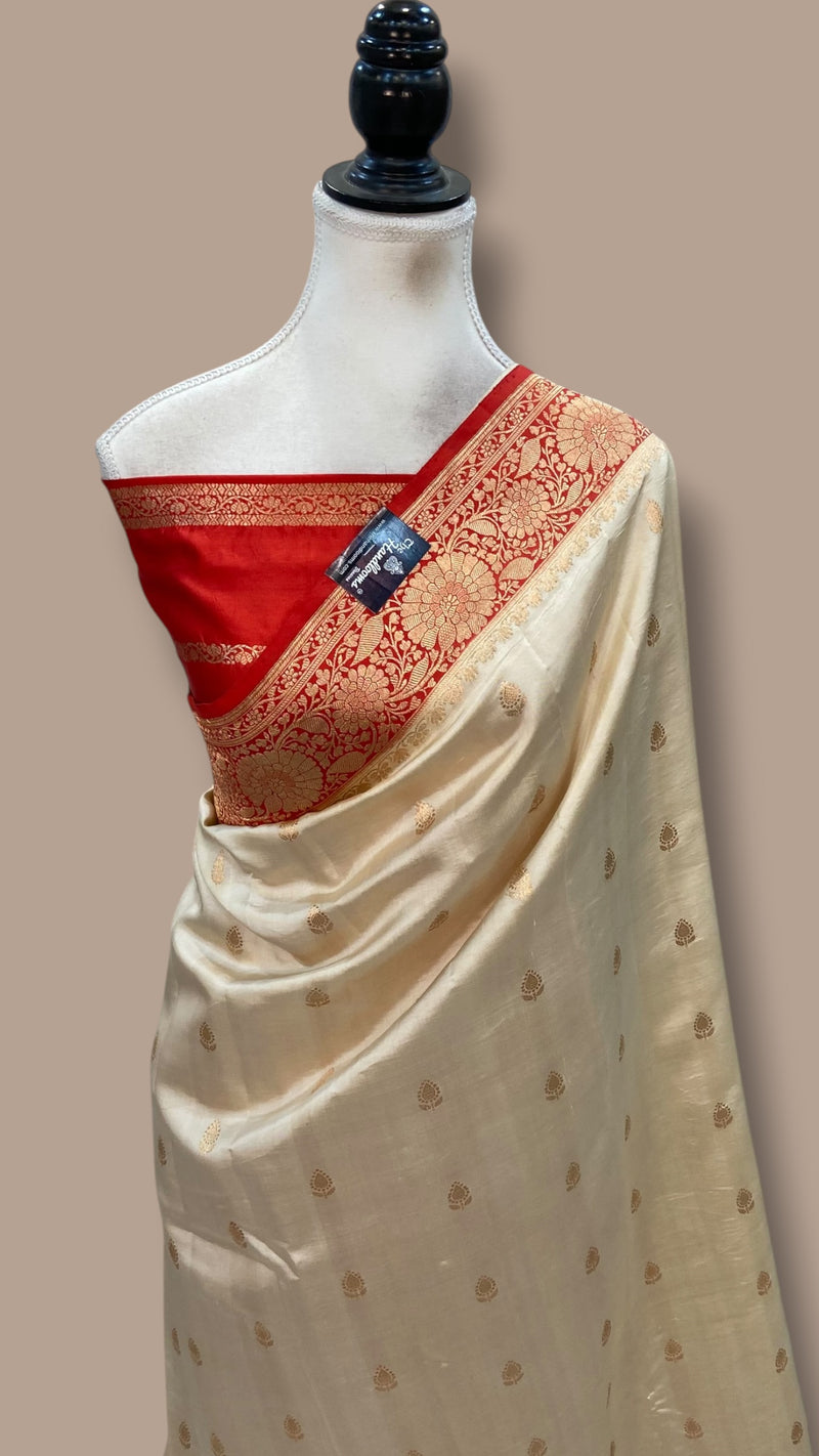 Pure Katan Silk Banarasi Handloom Saree - All over Kadua motifs - The Handlooms