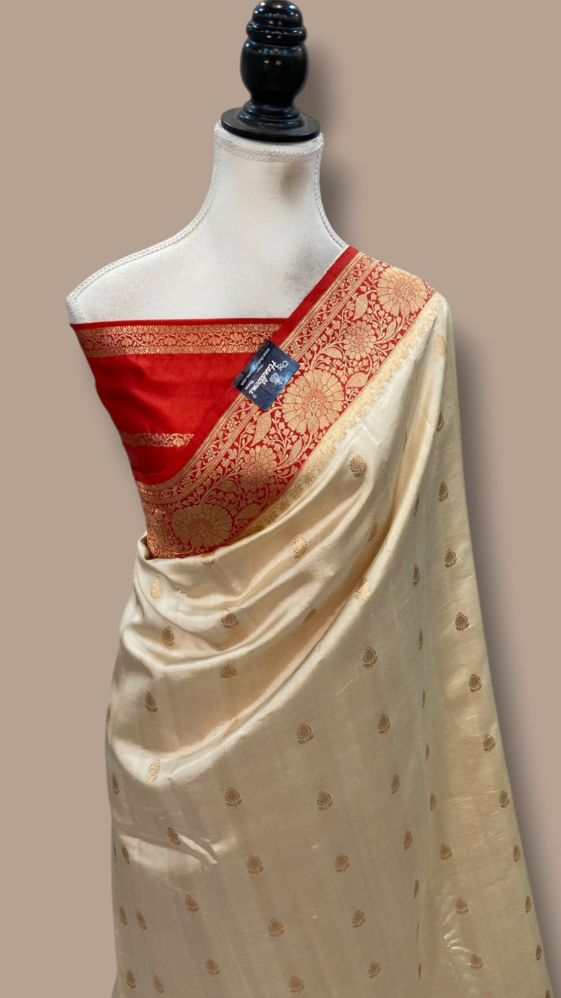 Pure Katan Silk Banarasi Handloom Saree - All over Kadua motifs - The Handlooms