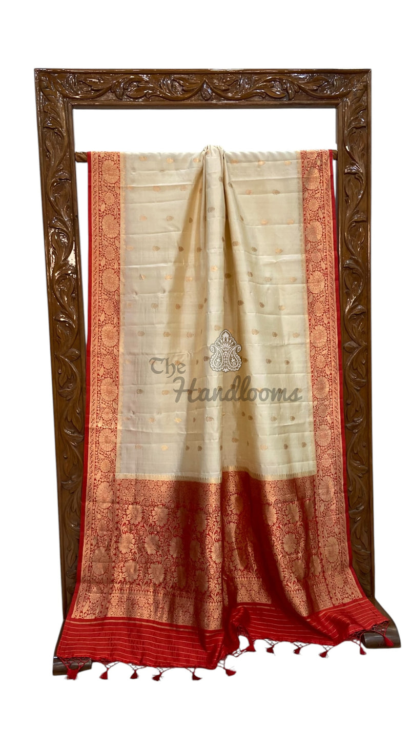 Pure Katan Silk Banarasi Handloom Saree - All over Kadua motifs - The Handlooms
