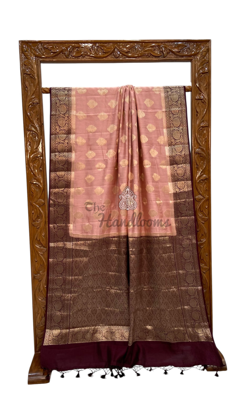 Pure Dupion Silk Banarasi Saree - Gold Zari - The Handlooms