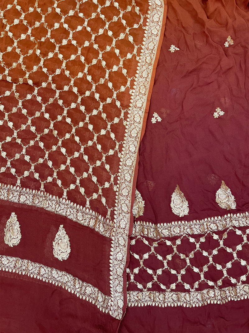Khaddi Georgette Banarasi Dress material - The Handlooms