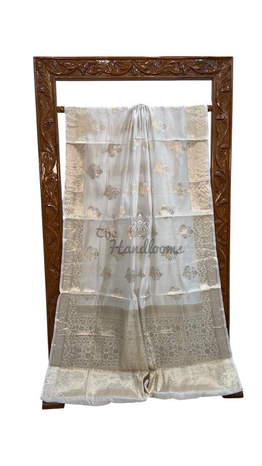 White Pure Mango Silk Banarasi Handloom Saree - The Handlooms