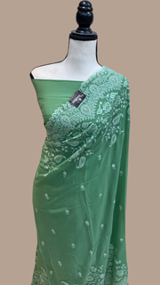 Pure Georgette Chikankari Handloom Banarasi Saree - The Handlooms