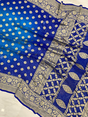 Dual Shade Pure Georgette Banarasi Bandhej Handloom Saree - The Handlooms