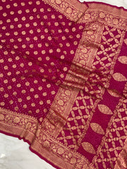 Pure Georgette Banarasi Bandhej Handloom Saree - The Handlooms