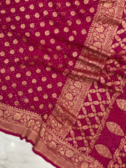 Pure Georgette Banarasi Bandhej Handloom Saree - The Handlooms