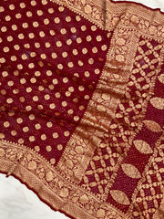 Pure Georgette Banarasi Bandhej Handloom Saree - The Handlooms