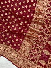 Pure Georgette Banarasi Bandhej Handloom Saree - The Handlooms