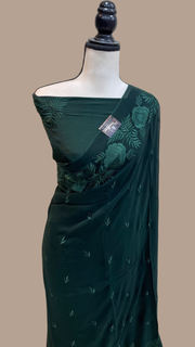 Pure Georgette Chikankari Handloom Banarasi Saree - The Handlooms