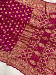 Pure Georgette Banarasi Bandhej Handloom Saree - The Handlooms