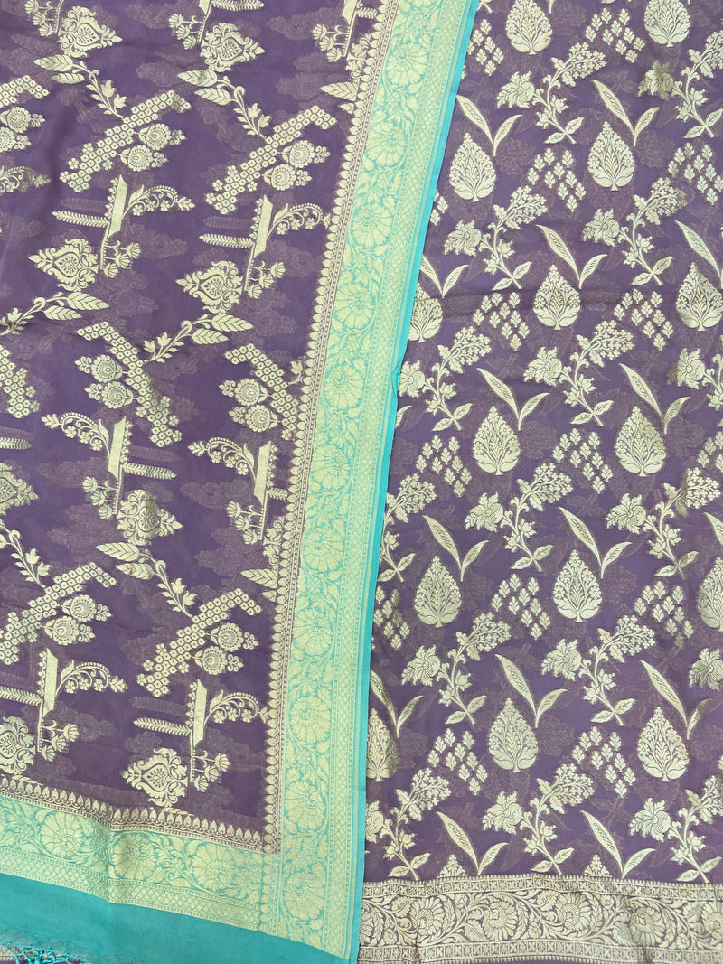 Khaddi Georgette Banarasi Dress material Water Zari - The Handlooms