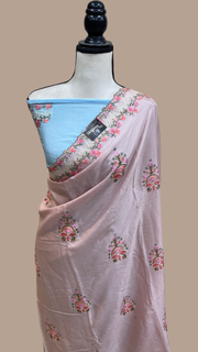 Pure Georgette Chikankari Handloom Banarasi Saree - The Handlooms