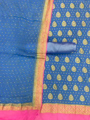 Khaddi Georgette Banarasi Dress material Water Zari - The Handlooms