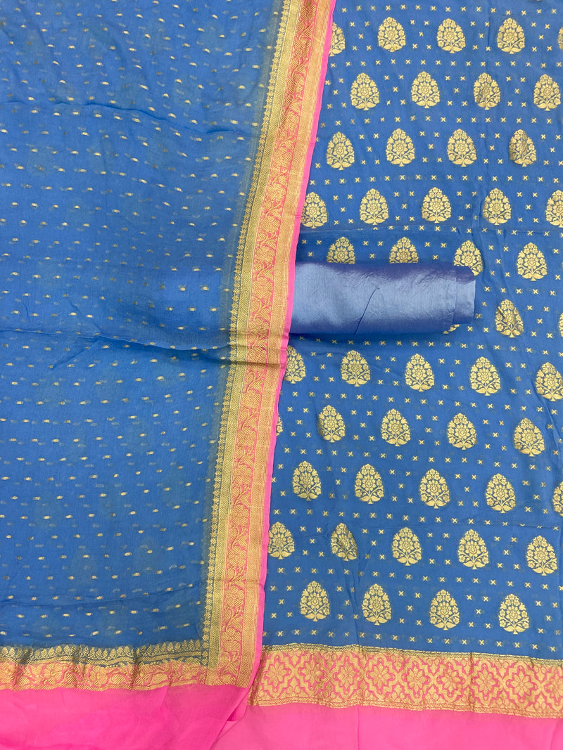 Khaddi Georgette Banarasi Dress material Water Zari - The Handlooms