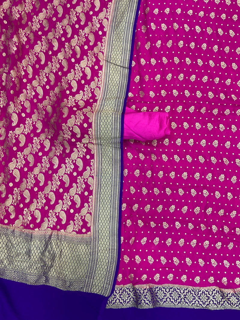 Khaddi Georgette Banarasi Dress material Water Zari - The Handlooms