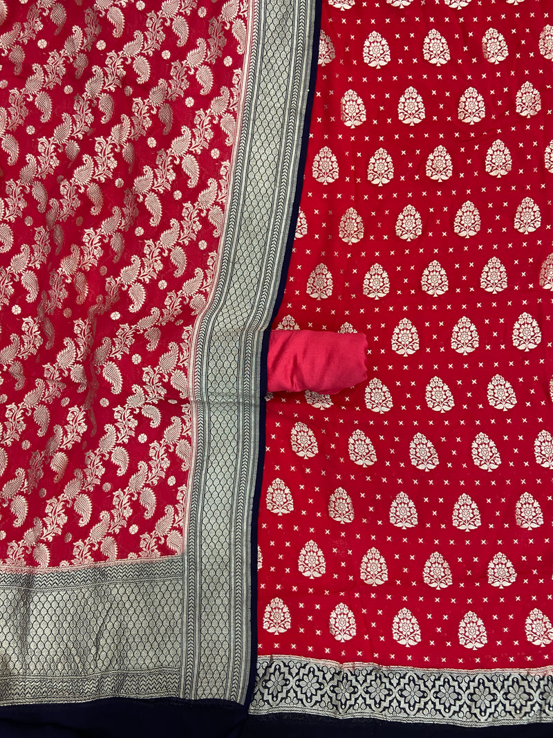 Khaddi Georgette Banarasi Dress material Water Zari - The Handlooms