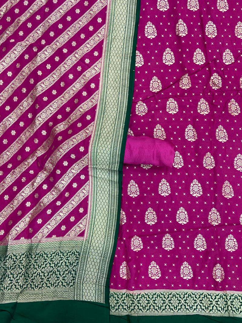 Pure Moonga Georgette Banarasi Dress material - The Handlooms