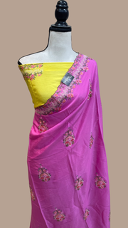 Pure Georgette Chikankari Handloom Banarasi Saree - The Handlooms