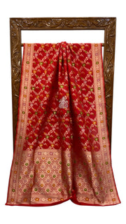 Pure Katan Silk Banarasi Handloom Saree - All over Jaal work - With Meenakari - The Handlooms