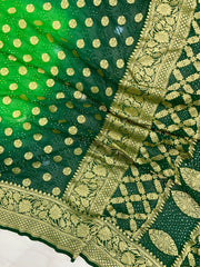 Dual Shade Pure Georgette Banarasi Bandhej Handloom Saree - The Handlooms