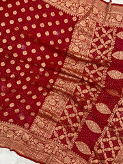 Pure Georgette Banarasi Bandhej Handloom Saree - The Handlooms