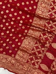 Pure Georgette Banarasi Bandhej Handloom Saree - The Handlooms