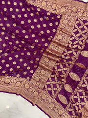 Pure Georgette Banarasi Bandhej Handloom Saree - The Handlooms