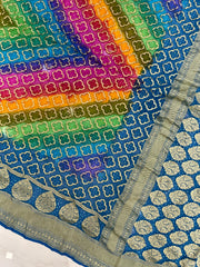 Pure Georgette Banarasi Bandhej Handloom Saree Multi shade - The Handlooms