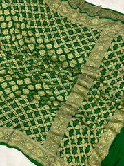 Pure Georgette Banarasi Bandhej Handloom Dupatta - The Handlooms