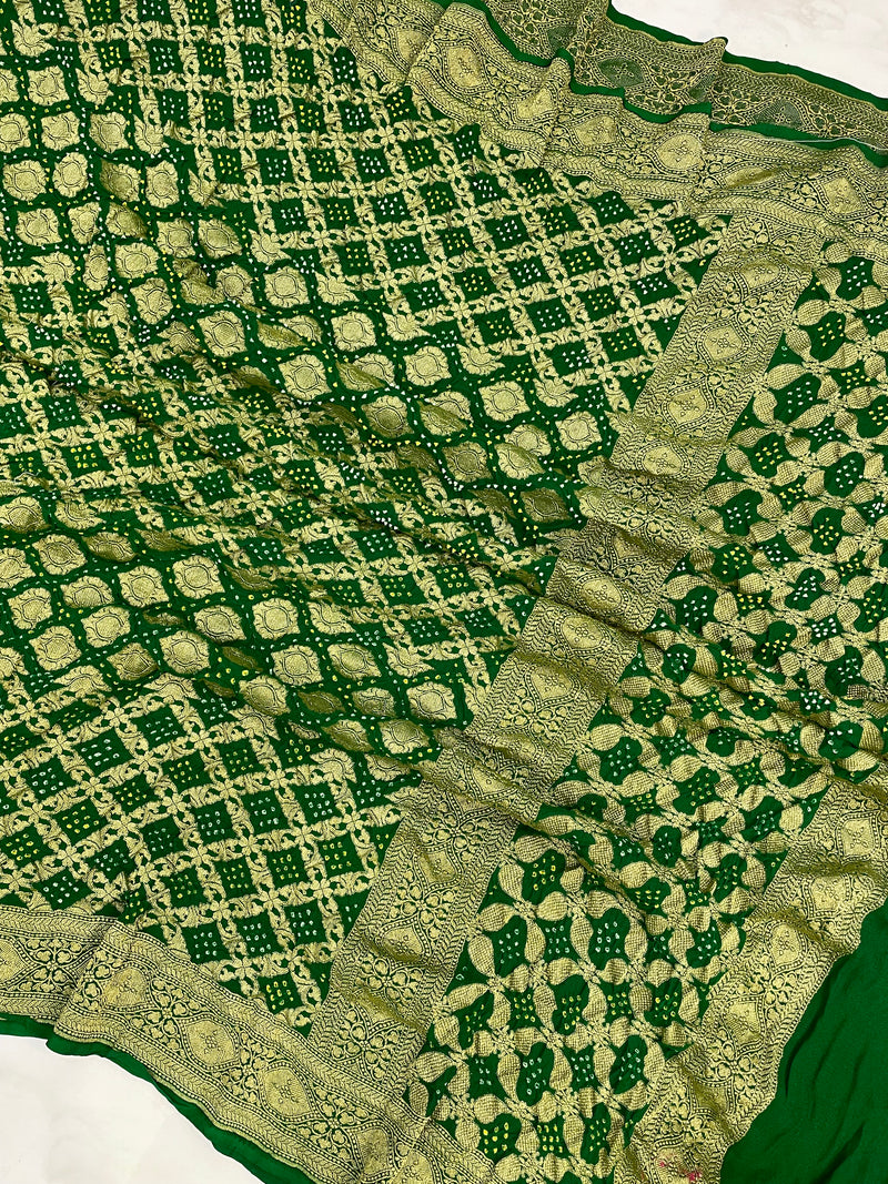 Pure Georgette Banarasi Bandhej Handloom Dupatta - The Handlooms