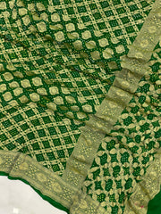 Pure Georgette Banarasi Bandhej Handloom Dupatta - The Handlooms